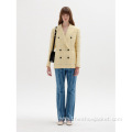 Trendy Clothing Office Yellow Plaid Blazer for Women